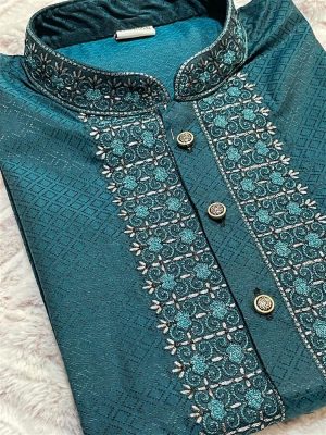 Men’s Panjabi/Kurta - Embroidery work - Teal color