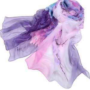Beautiful Design Chiffon Floral soft Scarf - Purple, Pink for women