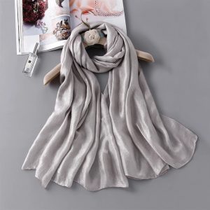Soft Chiffon/Silk Solid Color Scarf/Hijab, Gray color for women