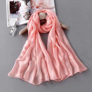 Soft Chiffon/Silk Solid Color Scarf/Hijab, Light Salmon color for women