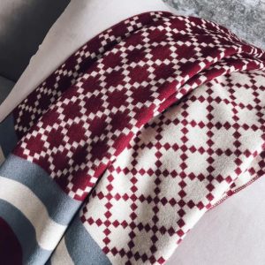 Warm Long Plaid Scarf/Shawl, Cashmere/ Wool Blends, Khaki, Burgundy for Women