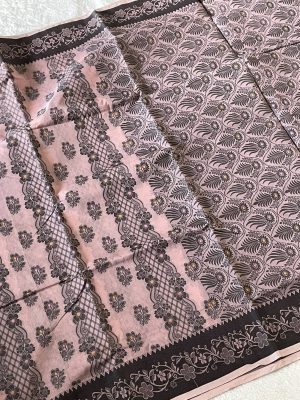 Tanth Cotton Floral design Saree - Light-Pink color