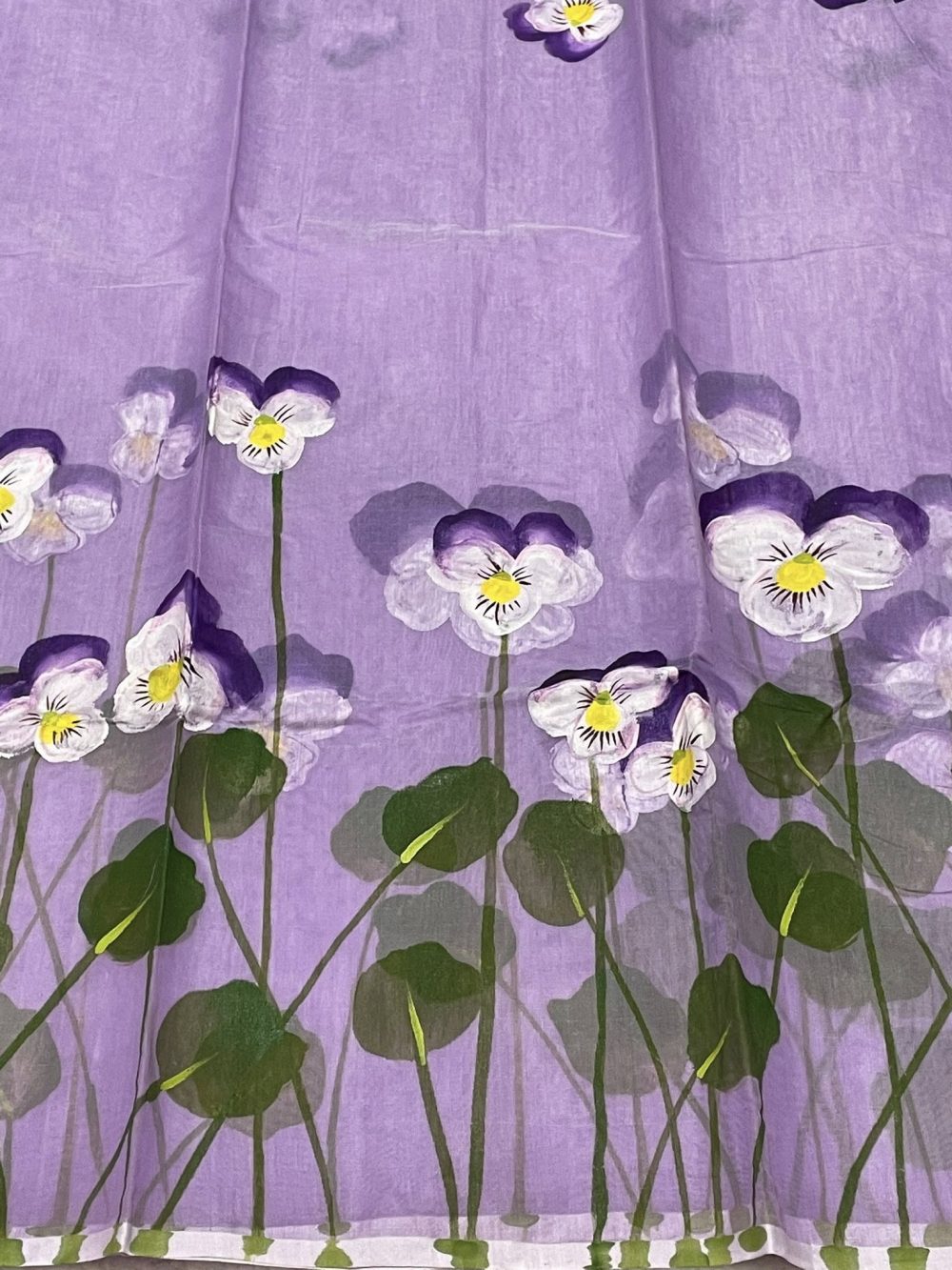 Hand brush-painted Semi-Muslin Saree – Lavender color - Image 2