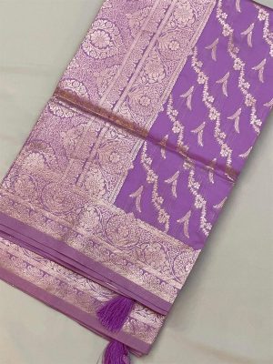 Katan Saree – Light-Purple color body with blouse piece